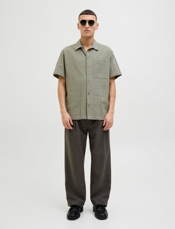 Jack & Jones Jprcceaston Seersucker S/S Shirt Ln - Green - XL