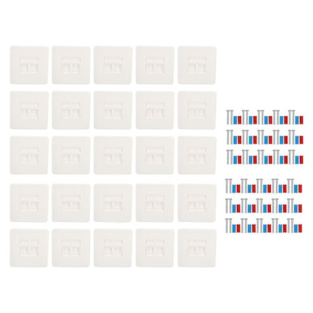 30 stk Ethernet Veggplate Dobbel Port RJ45 RJ11 Nettverk Vegguttak for Ledningstilkobling