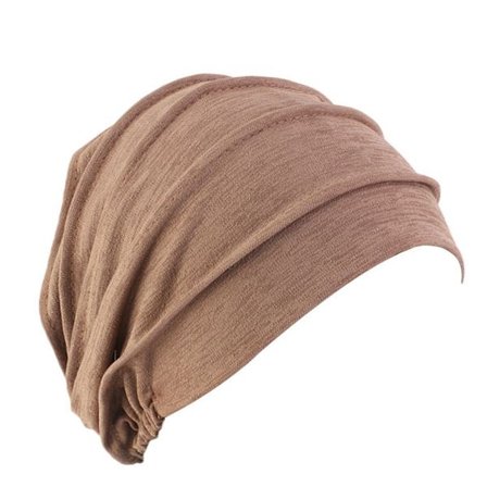 Bomulls turban hodeplagg for kvinner, pustende og komfortabel ferdigknyttet rufflet turban for daglig bruk, myk og lett elastisk stoffhodeplagg