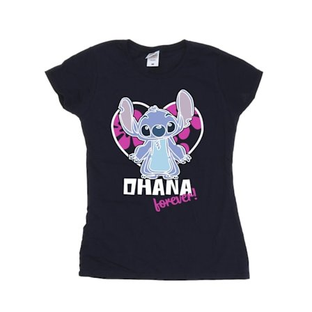 Disney Dam/Kvinnor Lilo Och Stitch Ohana Forever Hjärta Bomull