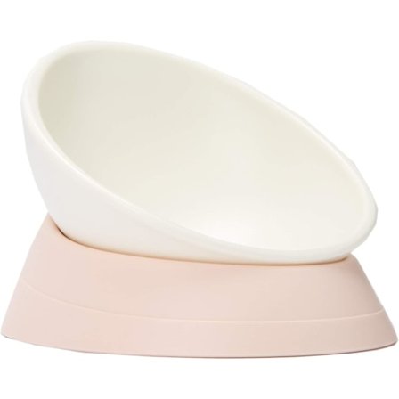 Bulldog Skål Halkfri Hund- och Kattskål, Avtagbar Gummi Husdjursskål, Steril Vinklad Bas, Vit