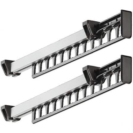 Vaateteline Vaatekaappi Ulosvedettävä Liukuva Henkari Takkiteline Teline 12 Henkarille Pituus 312mm Pakkaus 2-Perfet