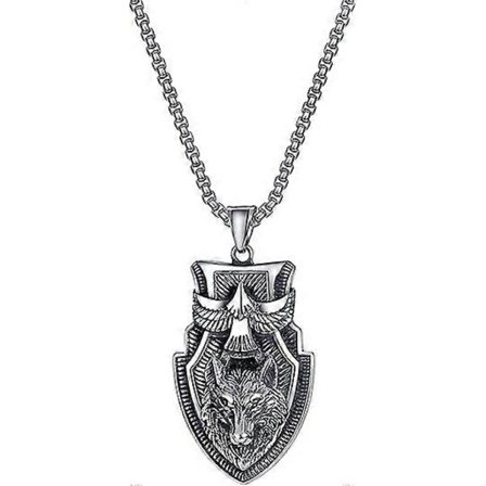 Herre Halskæde i Rustfrit Stål med Ulv, Vintage Gotisk Vikinge Tribal Ulvevedhæng, Punk Stil, Dominerende, Vildt Amulet