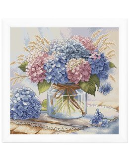 Stickpackung Bild Hortensien in Aquarell