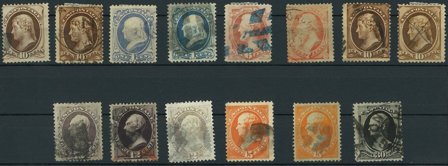 USA - 14 frimærker på 1 instickskort - Stemplet