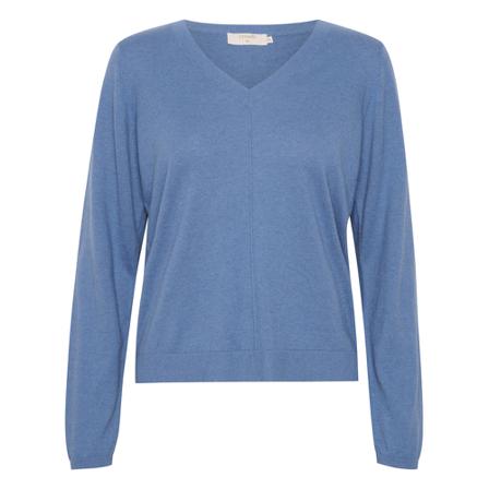 Cream Anva V-Neck Knit Pullover Blå, Dame