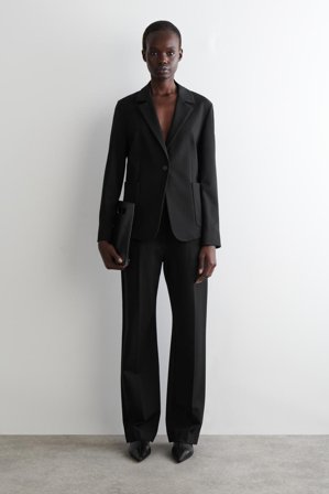 COS Femme Blazer Slim Maille Milano À Boutonnage Simple in Noir