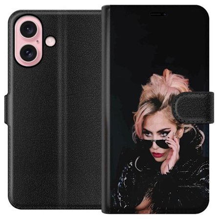 Kompatibelt Lommeboketui til Apple iPhone 16 Lady Gaga portrett med solbriller og dramatisk sminke i mørk glamorøs stil