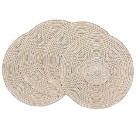 Runde Flettede Bordbrikker Vaskbare Varmebestandige Bomull Polyester