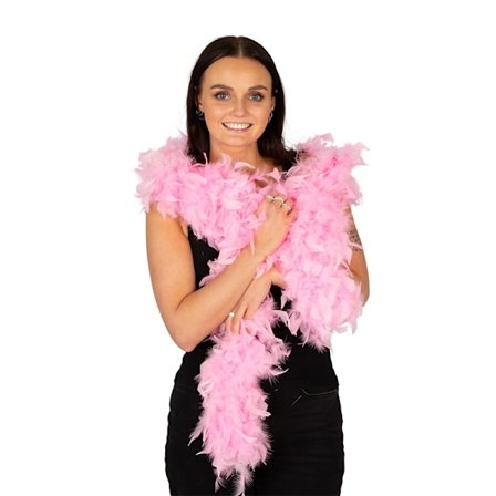 Lång Rosa Fjäderboa 100g Deluxe 180 cm