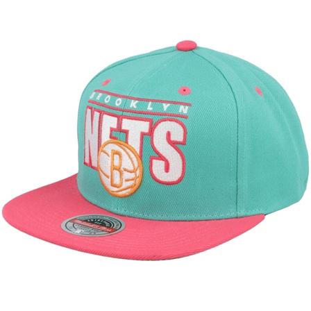 Mitchell & Ness - NBA Blå snapback Caps - Hatstore Exclusive x Brooklyn Nets Lollipop Teal/Pink Snapback @ Hatstore