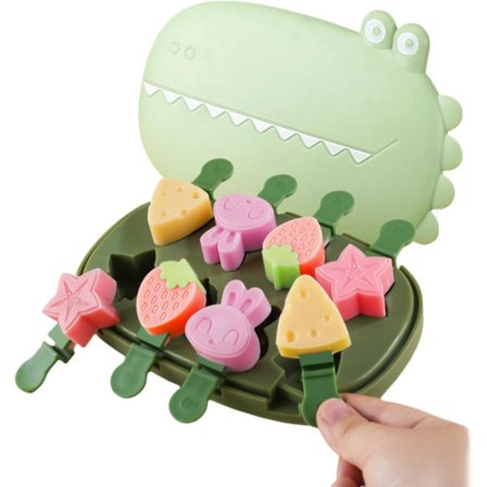 Silikone Isforme (Grøn-krokodille (8 styk)), Dinosaur Dyre Små Mini Isforme, Sjove Formede Hjemmelavede Ispindeforme Sæt