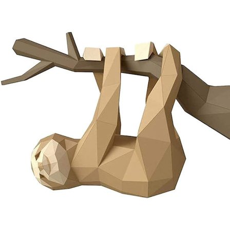 Tee-se-itse-paperikäsityö, 3D-seinäkoristepaperi, 3D-origami-veistos, Papershape 3D-laiskiainen leikattu leluaskartelu lapsille taaperoille, 52x19x36c