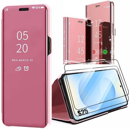 Beskyttelsesskal - BOOLING - til Samsung Galaxy S25 - Stødabsorberende - 2 Hærdet Glas - Rosa