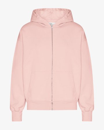 Organic Oversized Zip Hood - Faded Pink