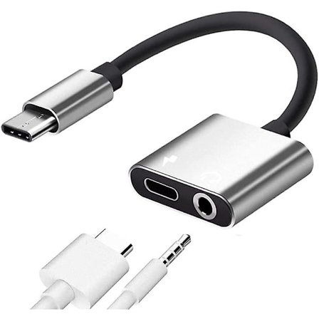 Usb C-hörlursadapter 2-i-1-adapter 3,5 mm hörlursuttag