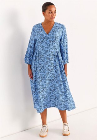 Cellbes of Sweden - Vævet, mønstret kjole i blå / mønstret til damer i størrelse 50/52