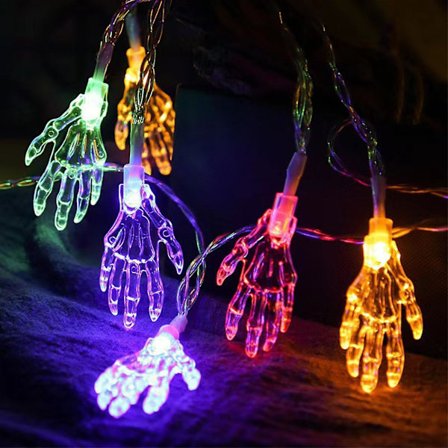 Halloween Dekor LED Halloween Dekoration Hand Ljusslinga Party Skelett Hand Skelett Liten Färgad Lampa Ljus