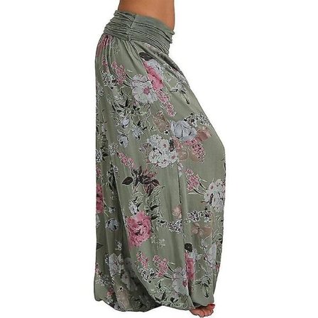 Dame Yoga Bukser Løse Boho Casual Harem Bukser Army Grønn 3XL