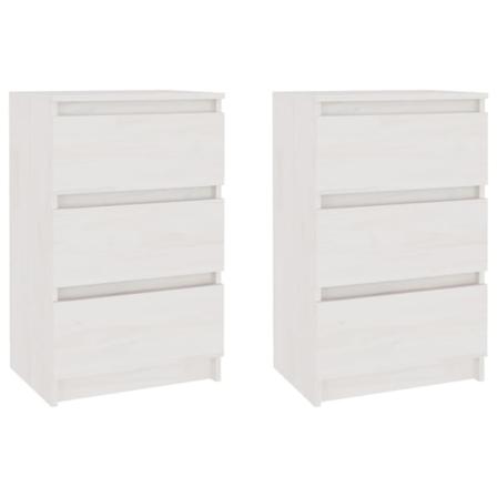 vidaXL Sängbord 2 st vit 40x29,5x64 cm massiv furu Vit