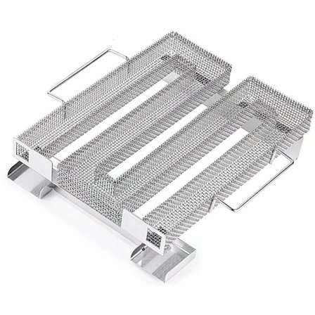 Ammattimainen kylmäsavugeneraattori elintarvikelaatuisesta ruostumattomasta teräksestä, puhdistusharjalla – kaikentyyppisiin grilliin, savustimeen – 