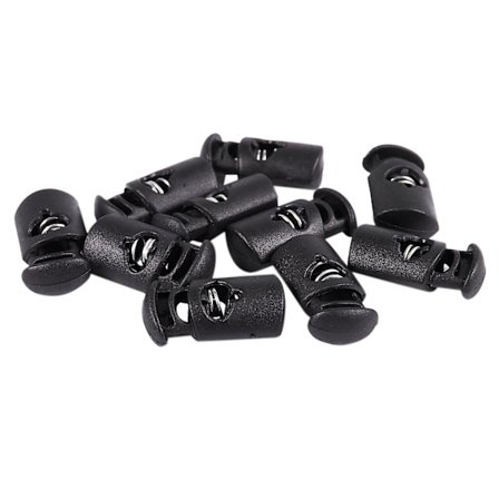 Diameter 8 mm hål, snörstopp snören tryckknapp, svart, 10 st