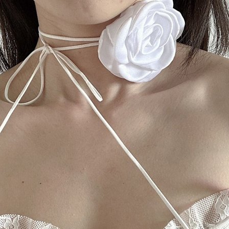 Rose Flower Choker Rose Choker Halsband VIT 145-150CM