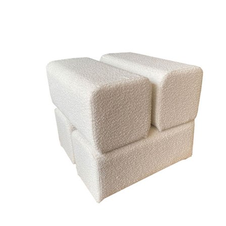 Valkoinen buklee-verhoiltu jakkara, 45x45x42 cm