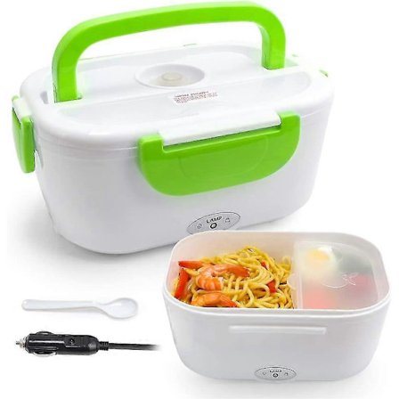 Ufit 12V Elektrisk Madkasse med Varme Termisk Bento Box Madvarmer med 1,5L Aftagelig Madbeholder til Bil (grøn)