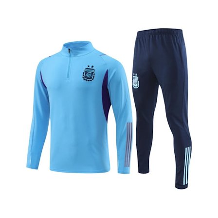 Fotballtreningsdrakt for menn, langermet høst- og vinterkonkurransedrakt, fotballagstrøye, utseende Blue set L