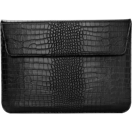 Laptop Sleeve for 14 inch Computer, Crocodile Pattern PU Leather Flip Case Cover, Black