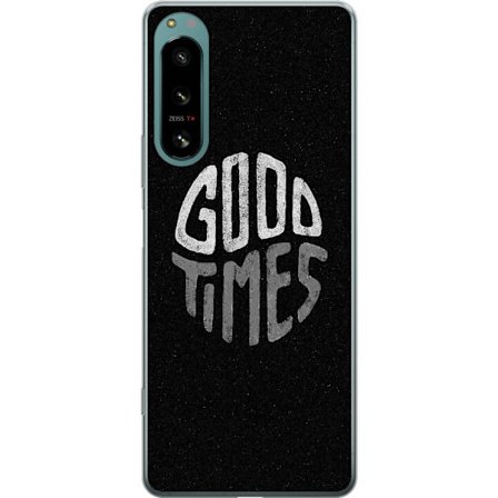 Kompatibelt Mobilskal till Sony Sony Xperia 5 IV Minimalistisk typografisk illustration med handritad vit text på svart bakgrund, rå och enkel desig