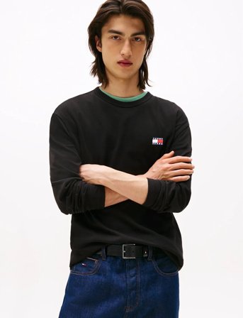 Tommy Jeans Tjm Reg Badge Tee Ls - Black - M