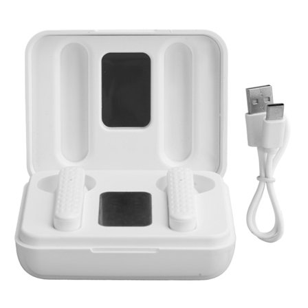 Q8 Trådløse Bluetooth 5.1 Øretelefoner med Digital Display Sports Høretelefoner Hvid