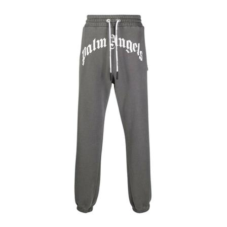 Palm Angels, Curved Logo Sweat Pants Szary, Mężczyzna, Rozmiar: XL