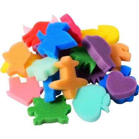 24 st målarspongesformer Målarstämplar Hantverk Barn Sponge, Blandade färger