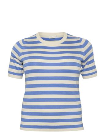 Kcmalia Wide Stripe Knit Blue Kaffe Curve