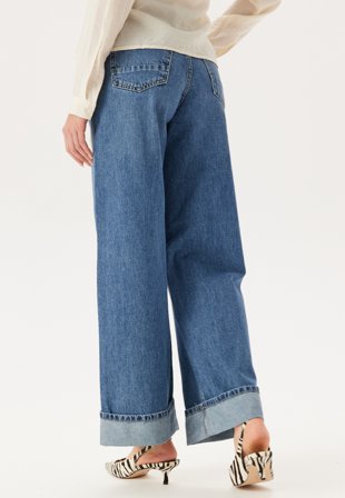 ONLY Onlhope Hw Wide Fold Up Dnm Medium Blue Denim Klær