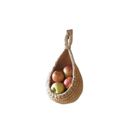 QU/Hengende veggkurv for frukt og grønnsaker, kjøkken, hengende oppbevaringskurv, bohemsk håndvevd veggmontert kurv for frukt og grønnsaker