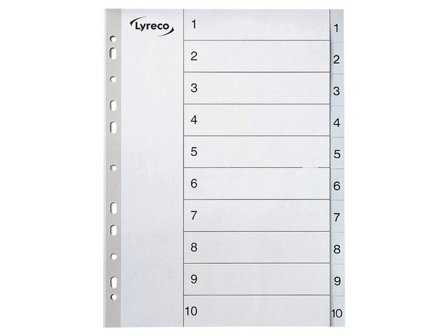 Lyreco Plastregister A4 PP 1-10 grå - Lyreco - Kontorsmaterial - Pärmar och register - Plastregister - Tryckta