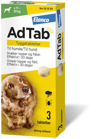 AdTab 450 mg tyggetabletter til hund (>11-22 kg) 3 stk