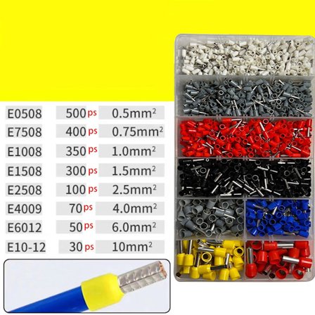 Rørformet europæisk terminal sæt - 1800 stk, komplet sortiment