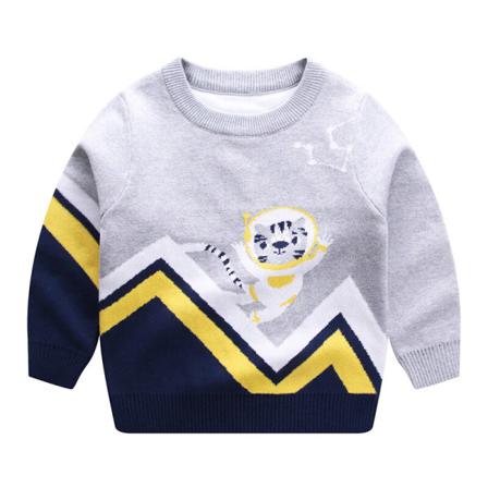 Kids Dinosaur Printed Warm Jumper Top Crew Neck Stickade Tröjor