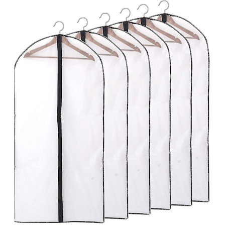 12-pakks klespose sett, lang, 60 x 120 cm kant gjennomsiktig dresspose klespose