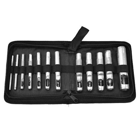 12 st Läderhantverk Hålslag Verktygsset 3 4 5 6 7 8 10 11 12 13 14 19mm Rund Hollow Punch