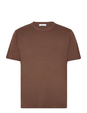 Knit Cotton T-Shirt Tops T-shirts Short-sleeved Brown Mango