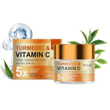 Vitamin C Oppstrammende Krem - Anti-aldrings Fuktighetskrem for Ansikt & Kropp, Lett Hydrerende Lysnende Krem for Alle Hudtyper, Daglig Bruk, Ikke-Fet