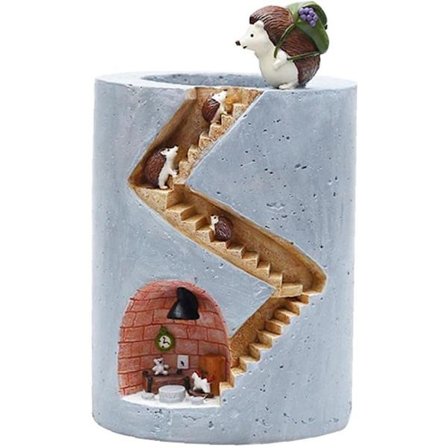 Kreativa Växter Blomkrukor Söt Igelkott Harts Blomkruka Krukor Ornament för Skrivbord Prydnadsväxter för Hemmakontor Suckulent