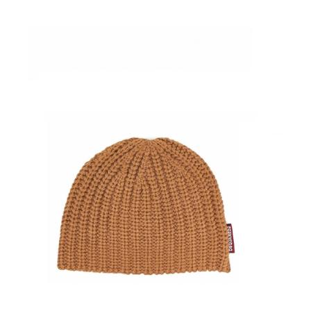 Dsquared2, Ribbed Knit Beanie Bruin, Dames, Maat:ONE Size,wol