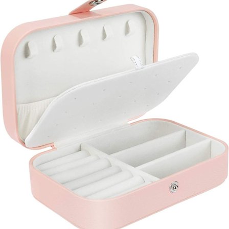 Smyckeskrin, PU-lädersmyckeskrin för ringar, örhängen, halsband